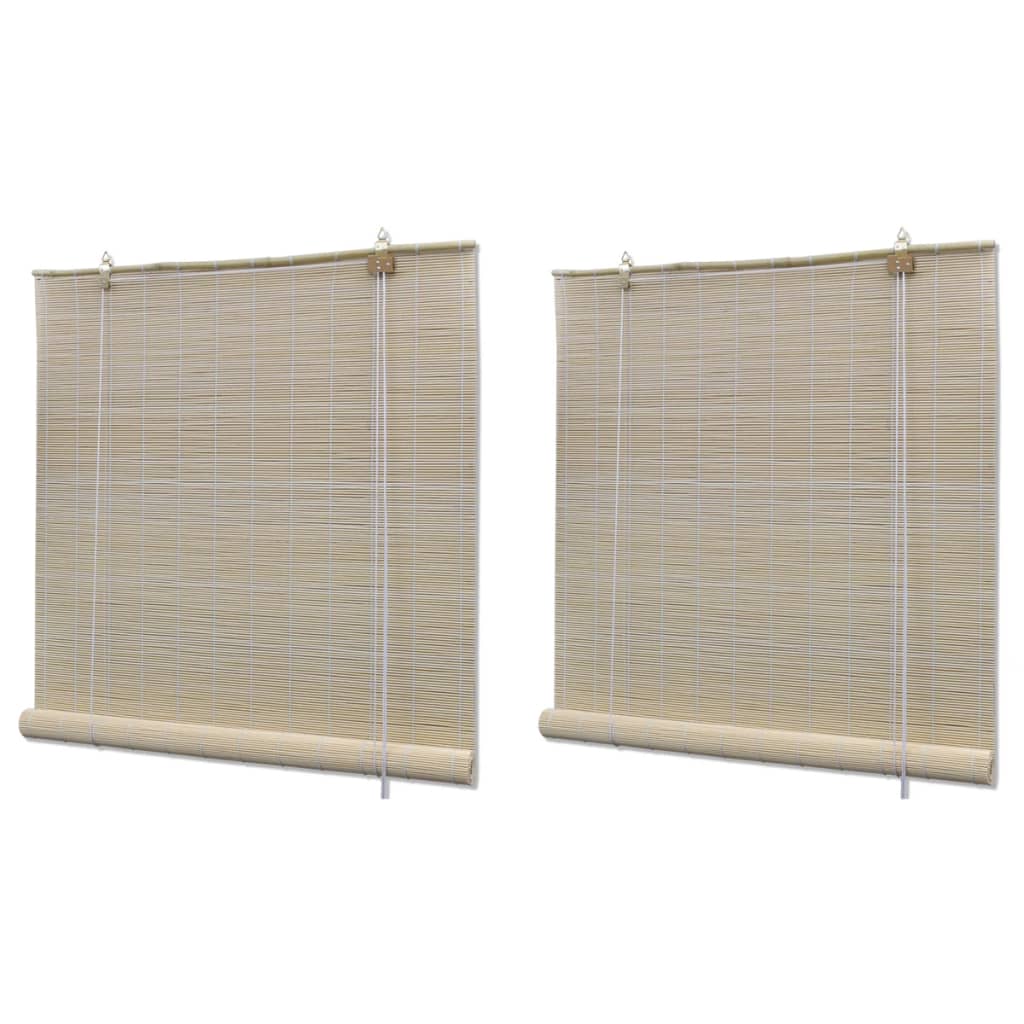 Bamboo Roller Blinds 2 pcs 120x160 cm Natural